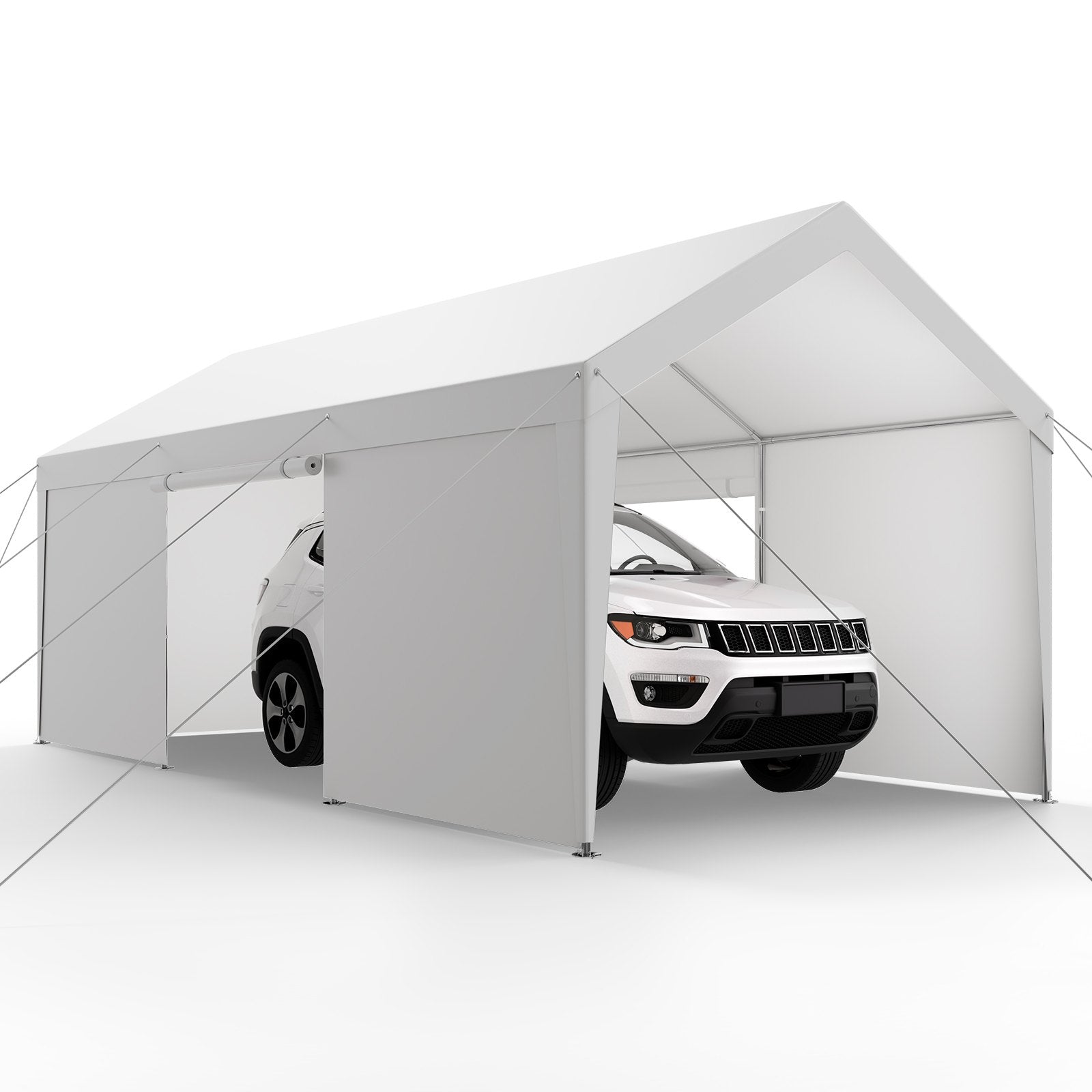 Carport Car Canopy 12x20FT Heavy Duty Car Shelter with Sidewalls Grey - Image 9