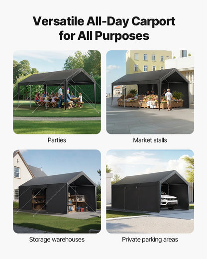 Carport Car Canopy 12x20FT Heavy Duty Car Shelter with Sidewalls White - Image 3