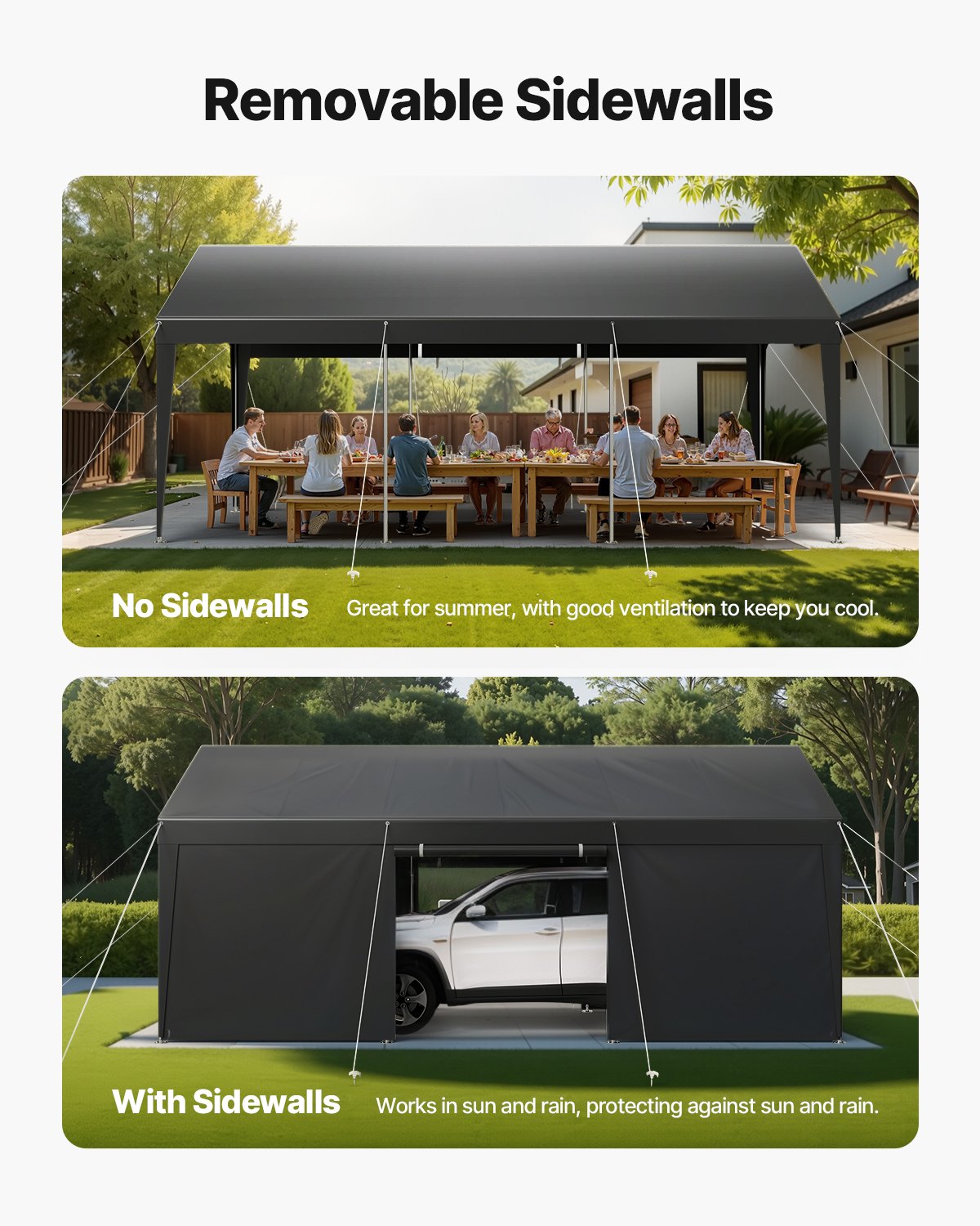 Carport Car Canopy 12x20FT Heavy Duty Car Shelter with Sidewalls White - Image 5