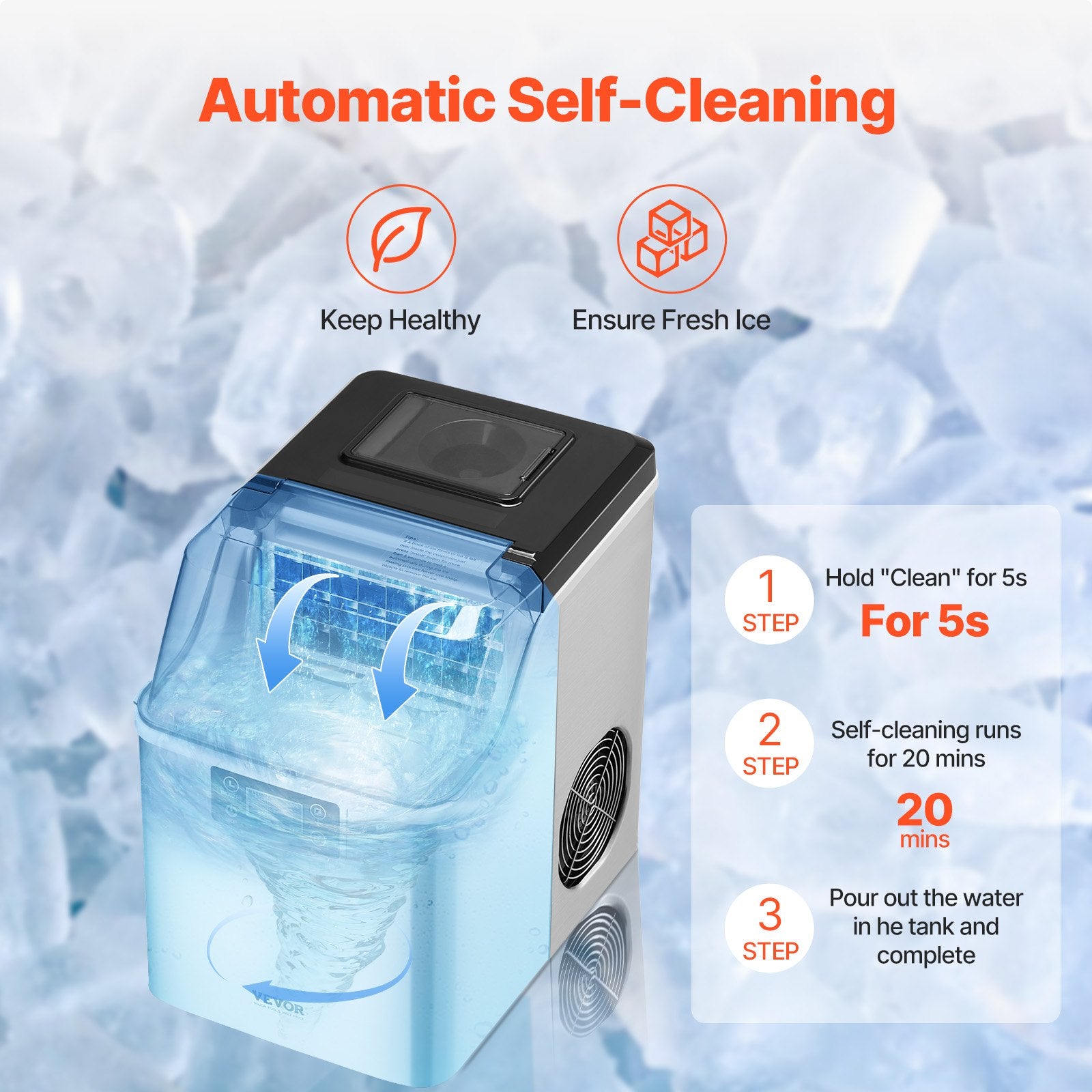 Portable Countertop Ice Maker 45Lbs/24H Self-Cleaning with Scoop Basket - Image 4