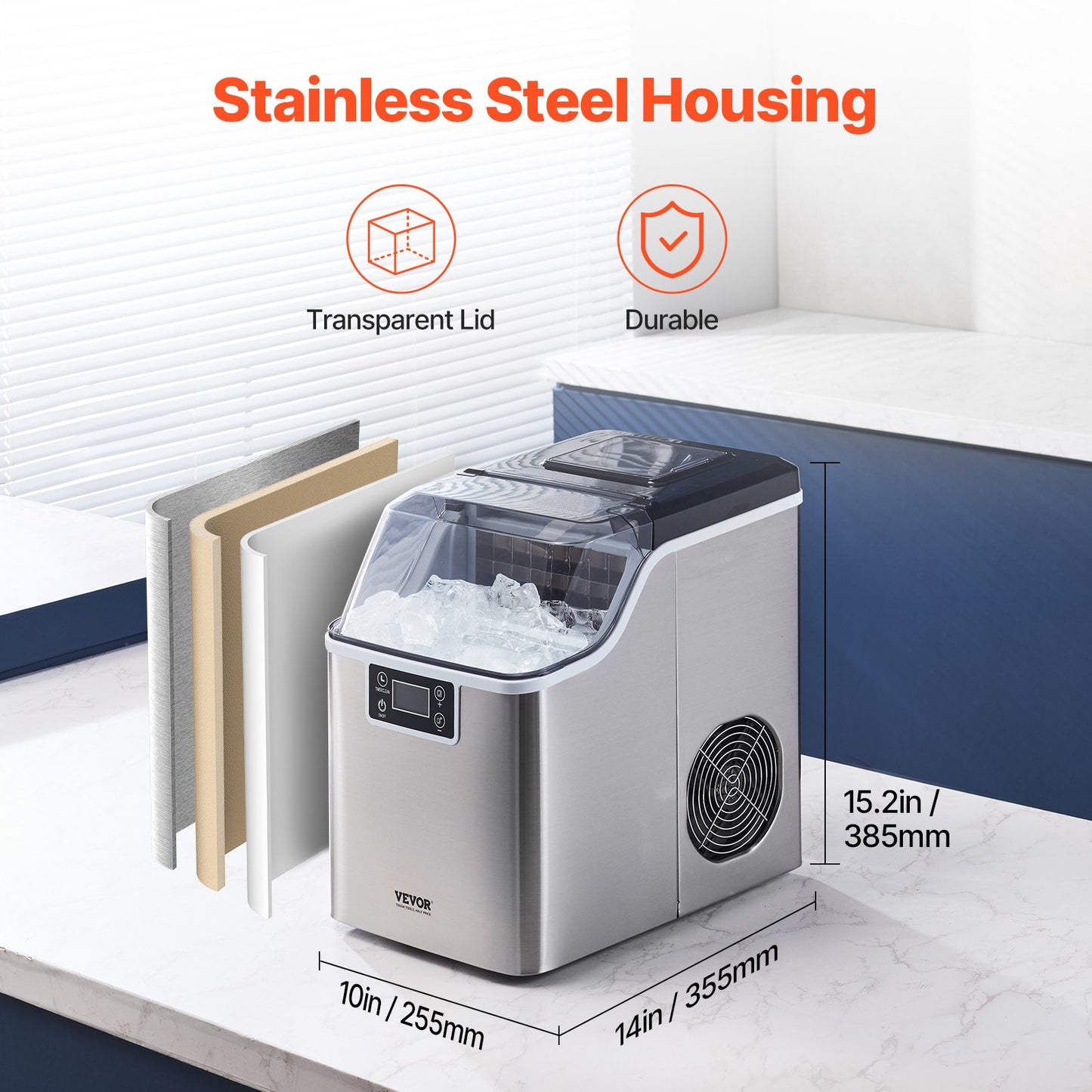 Portable Countertop Ice Maker 45Lbs/24H Self-Cleaning with Scoop Basket - Image 5