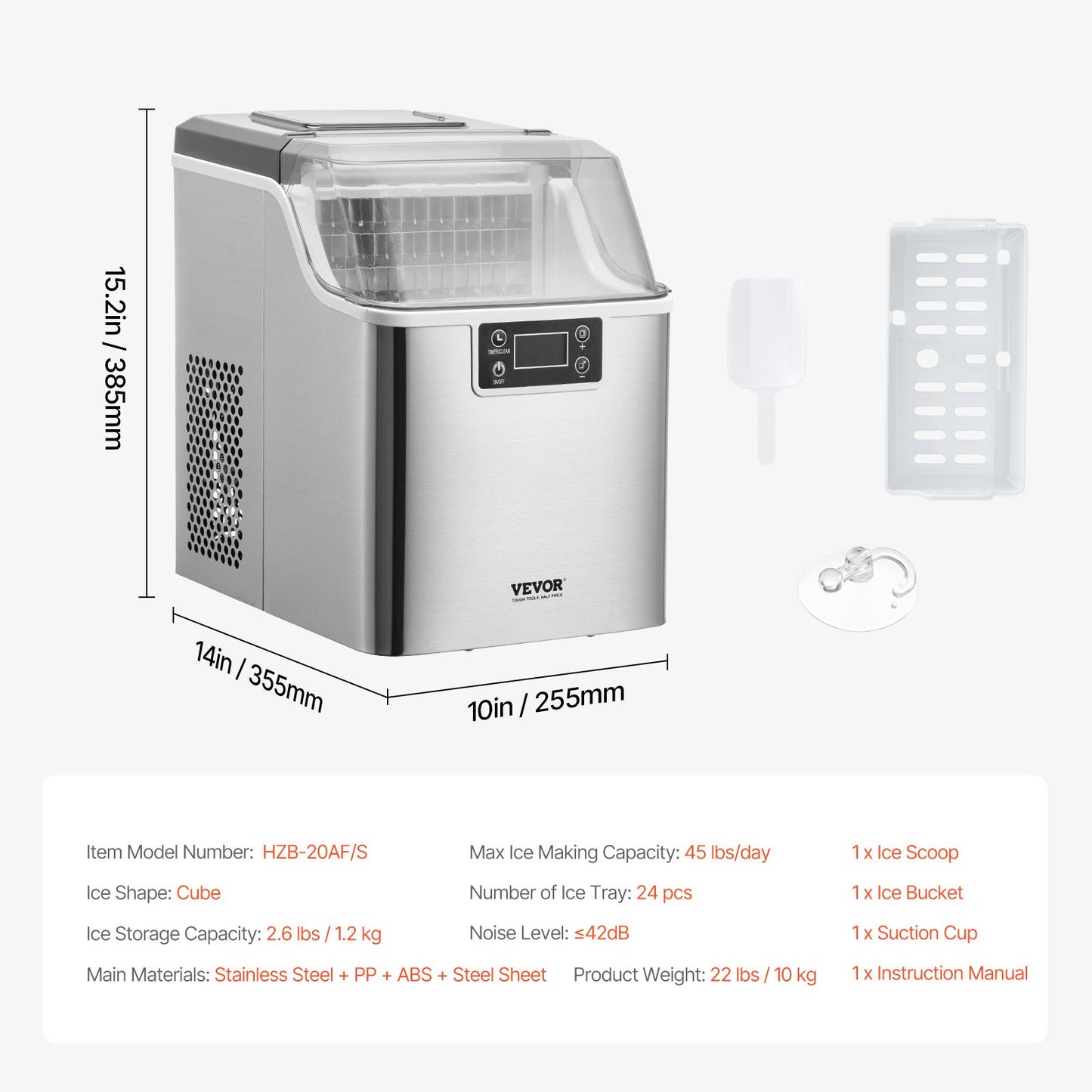 Portable Countertop Ice Maker 45Lbs/24H Self-Cleaning with Scoop Basket - Image 7