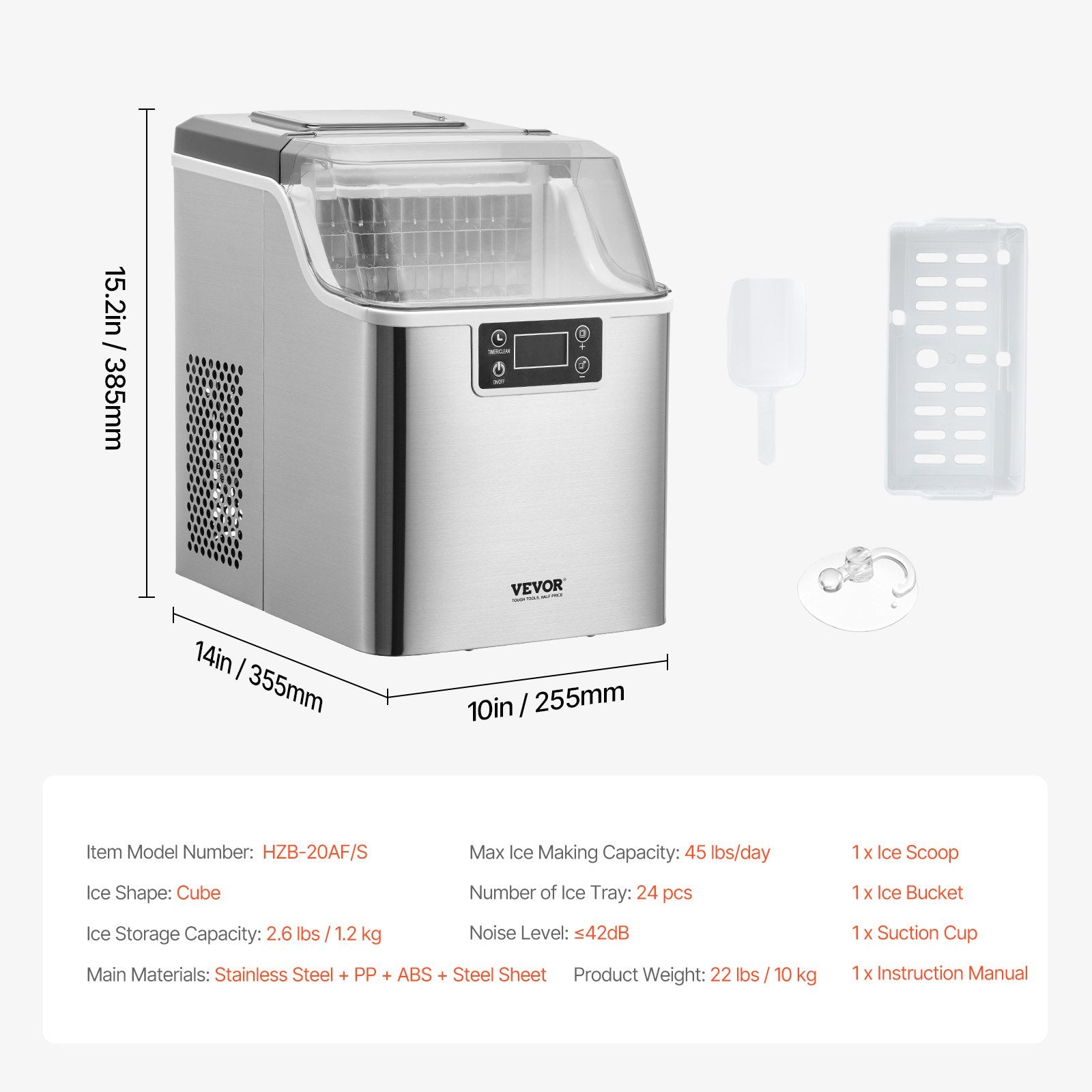 Portable Countertop Ice Maker 45Lbs/24H Self-Cleaning with Scoop Basket - Image 7