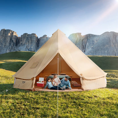 Canvas Bell Tent 5m/16.4ft 4-Season Camping Yurt Tent with Stove Jack