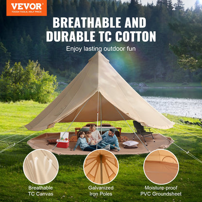 Canvas Bell Tent 5m/16.4ft 4-Season Camping Yurt Tent with Stove Jack - Image 2