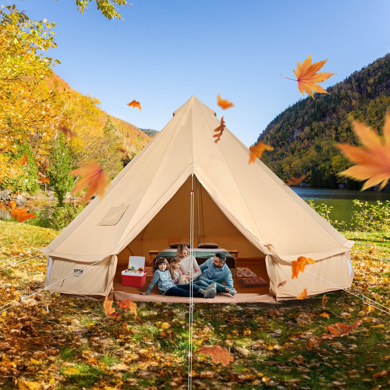 Canvas Bell Tent 5m/16.4ft 4-Season Camping Yurt Tent with Stove Jack - Image 8