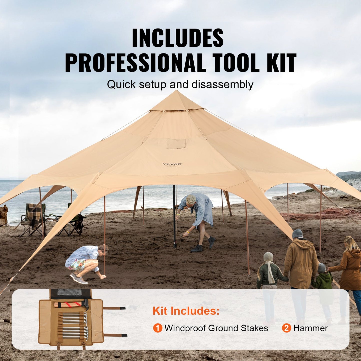 Canvas Tent 4 Seasons 5 m/16.4 ft Bell Tent for Camping with Stove Jack - Image 5