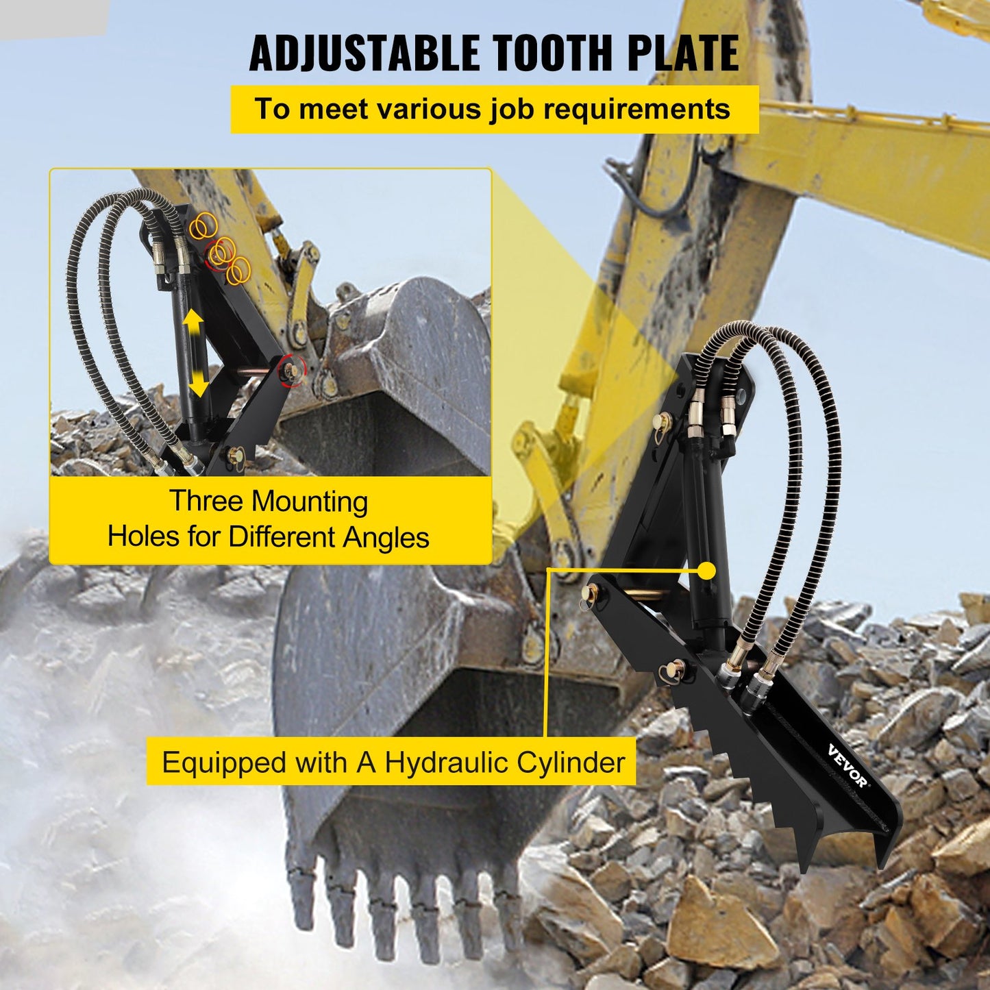 61cm Hydraulic Backhoe Excavator Thumb Attachments Weld On 1.27cm Teeth Thick Steel Plate Assembly 12MM Bolt-On Design with Hydraulic Cylinder - Image 6