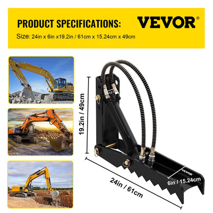 61cm Hydraulic Backhoe Excavator Thumb Attachments Weld On 1.27cm Teeth Thick Steel Plate Assembly 12MM Bolt-On Design with Hydraulic Cylinder - Image 7