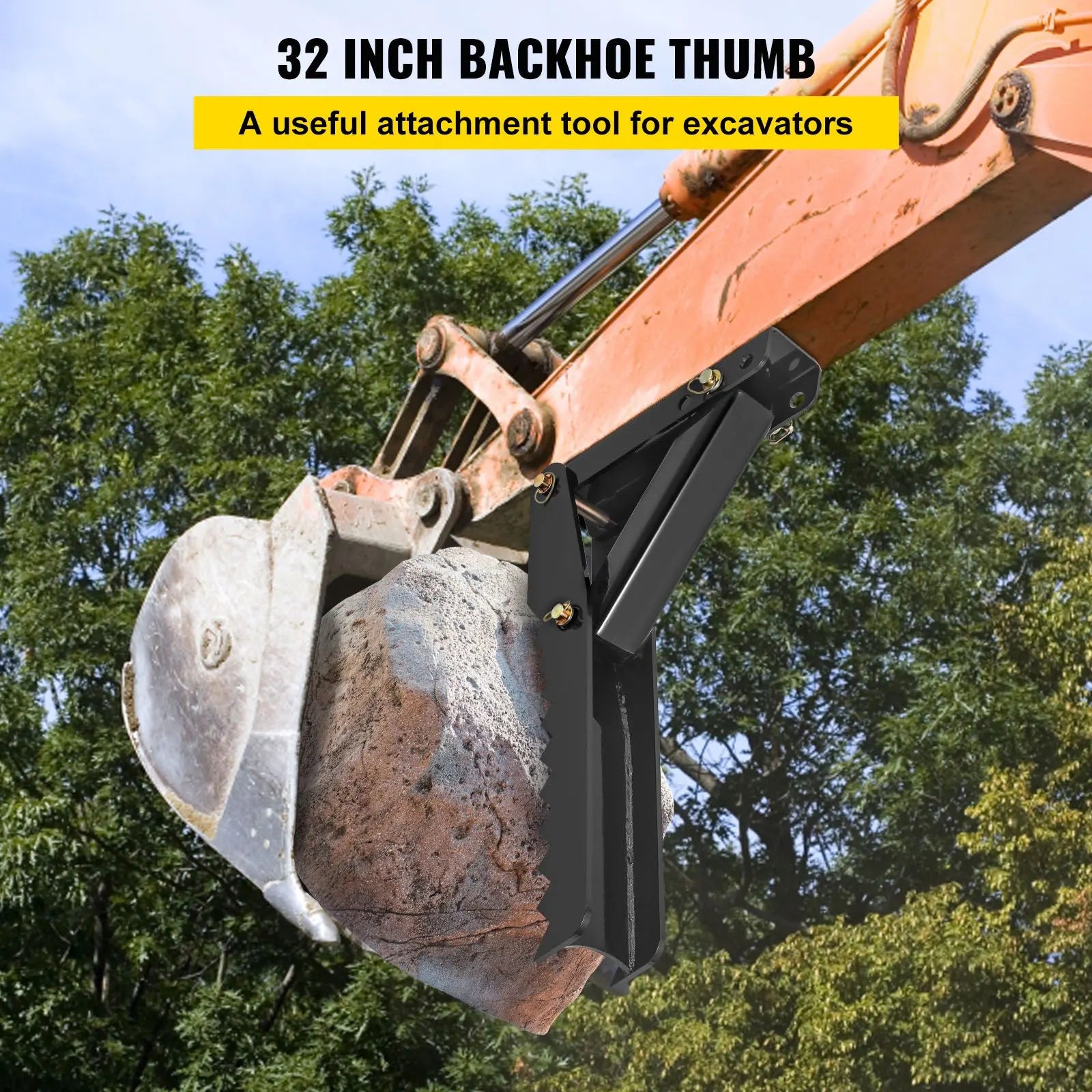 32 inch Backhoe Excavator Thumb Attachments Weld On Adjustable Boom Tractor Excavator 1/2Inch Teeth Thick Steel Plate Assembly 12MM Bolt-On Design - Image 2