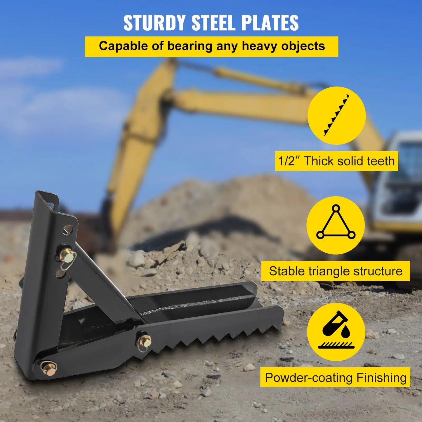32 inch Backhoe Excavator Thumb Attachments Weld On Adjustable Boom Tractor Excavator 1/2Inch Teeth Thick Steel Plate Assembly 12MM Bolt-On Design - Image 4