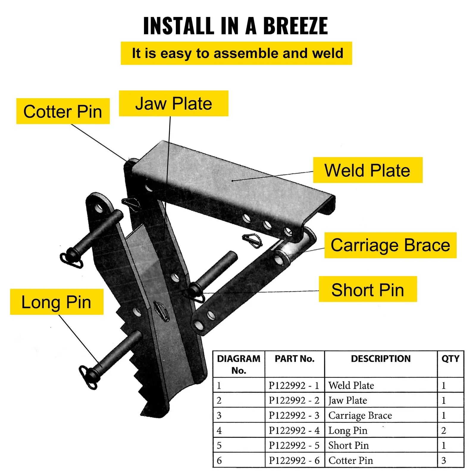 32 inch Backhoe Excavator Thumb Attachments Weld On Adjustable Boom Tractor Excavator 1/2Inch Teeth Thick Steel Plate Assembly 12MM Bolt-On Design - Image 5