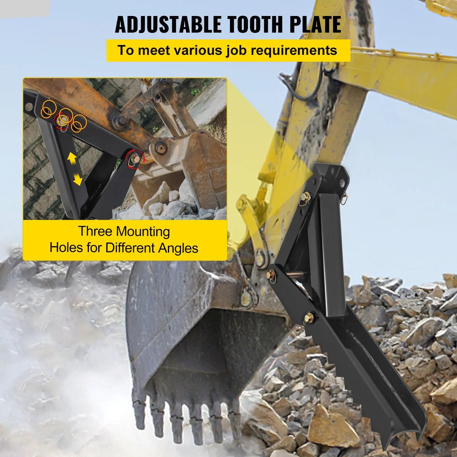 32 inch Backhoe Excavator Thumb Attachments Weld On Adjustable Boom Tractor Excavator 1/2Inch Teeth Thick Steel Plate Assembly 12MM Bolt-On Design - Image 6