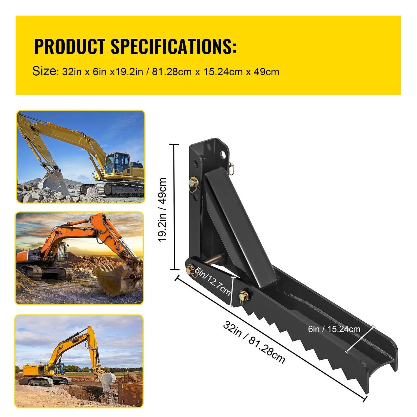 32 inch Backhoe Excavator Thumb Attachments Weld On Adjustable Boom Tractor Excavator 1/2Inch Teeth Thick Steel Plate Assembly 12MM Bolt-On Design - Image 7