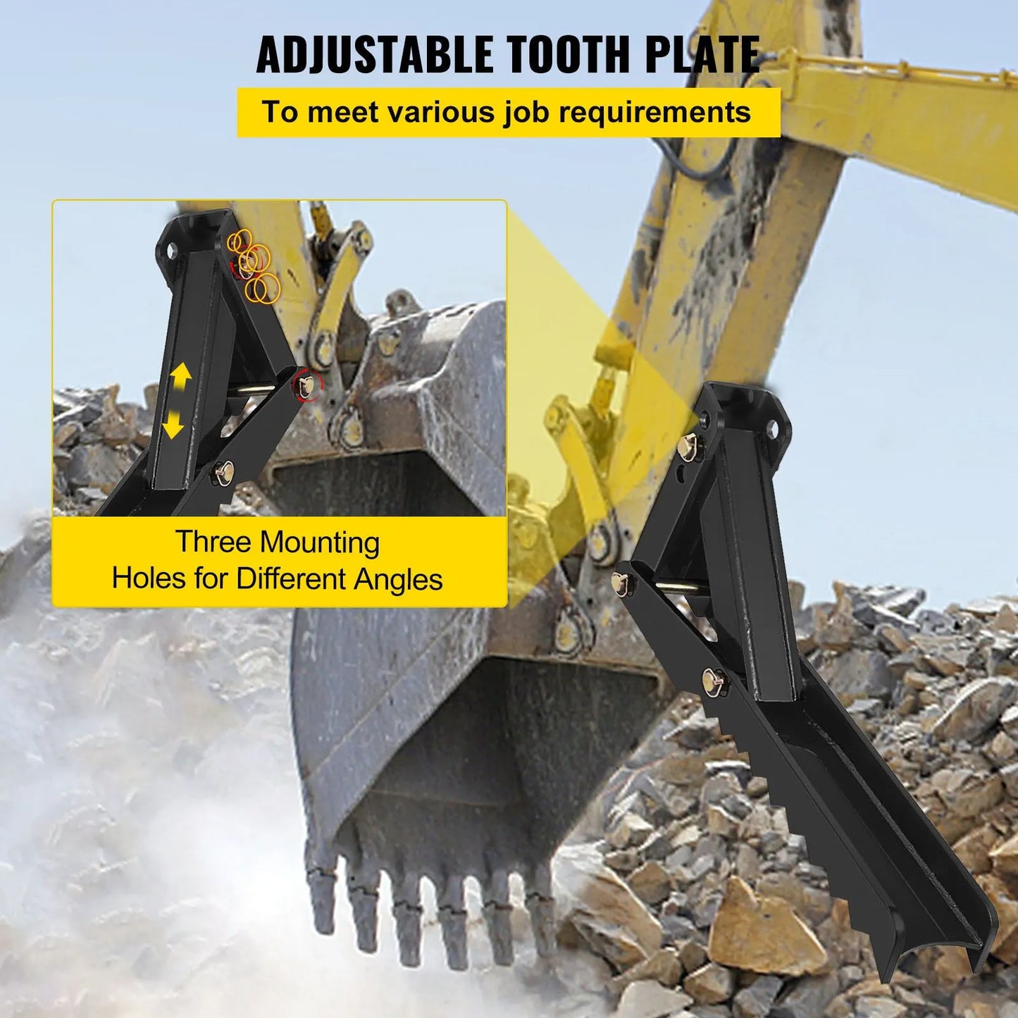 Backhoe Excavator Thumb Attachments, 91.44 cm Adjustable Extreme Weld On Backhoe Thumb Hoe Clamp 1.27 cm Inch Teeth Thick Steel Plate 16MM Assembly Bolt-On Design - Image 6