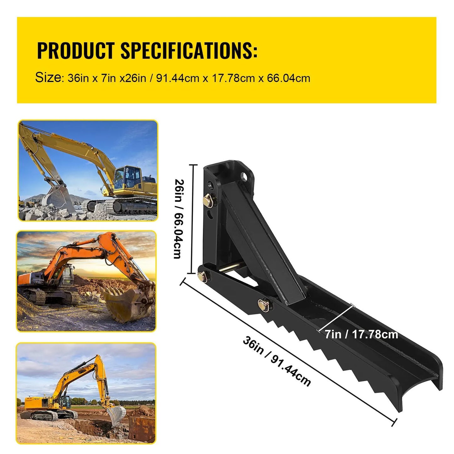 Backhoe Excavator Thumb Attachments, 91.44 cm Adjustable Extreme Weld On Backhoe Thumb Hoe Clamp 1.27 cm Inch Teeth Thick Steel Plate 16MM Assembly Bolt-On Design - Image 7