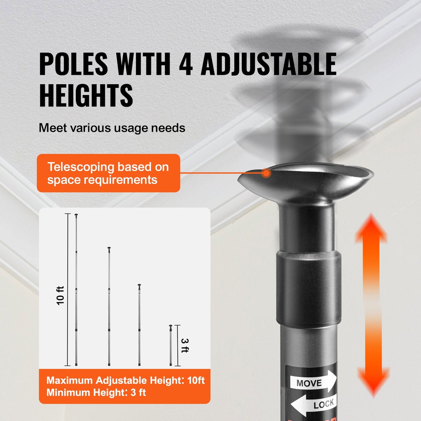 Dust Barrier Poles, 10 Ft Barrier Poles, Dust Barrier System with 4 Telescoping Poles, Magnetic Zipper, Carry Bag and 32.8x13.12 Ft Plastic Film, for Interior Decoration, Painting - Image 5