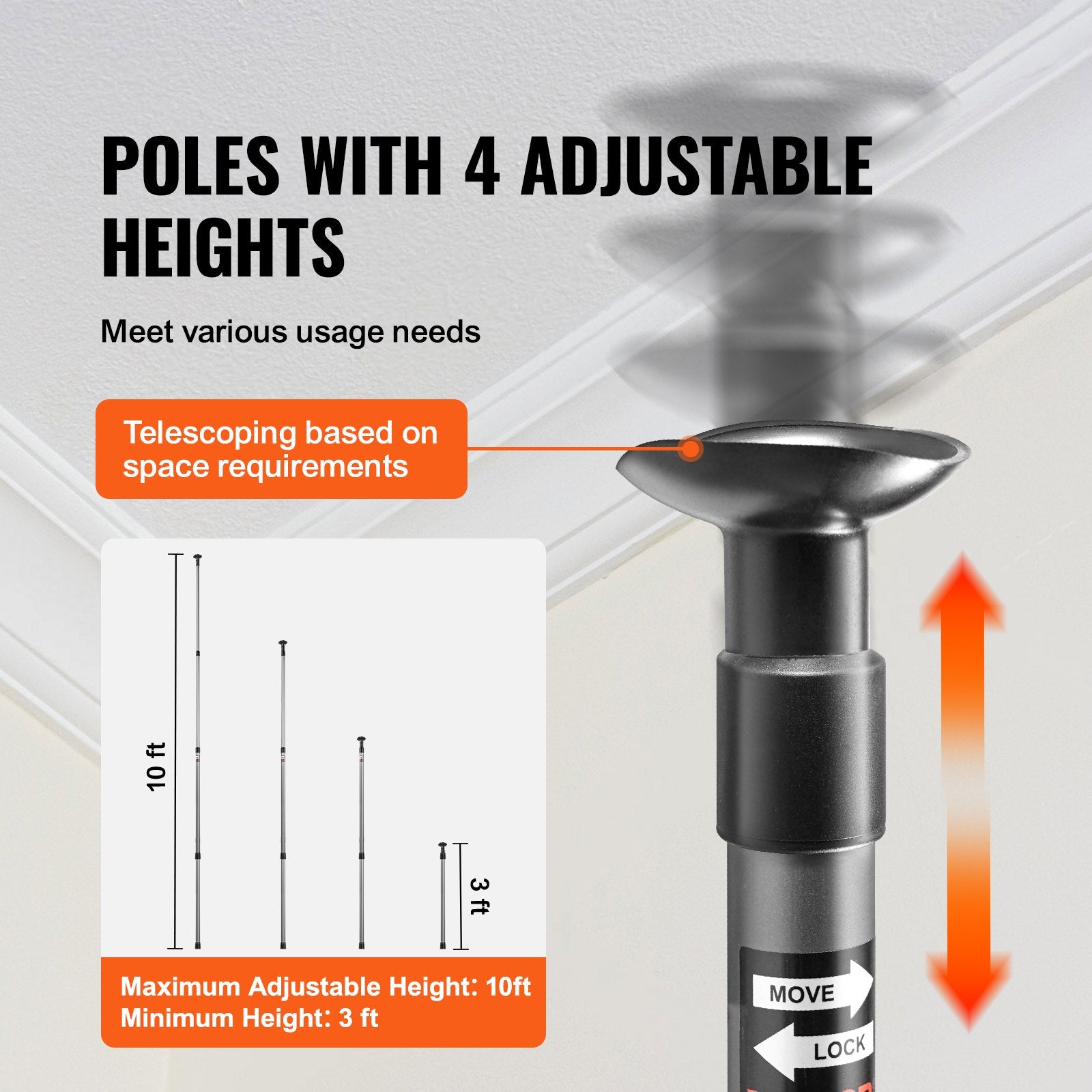 Dust Barrier Poles, 10 Ft Barrier Poles, Dust Barrier System with 4 Telescoping Poles, Magnetic Zipper, Carry Bag and 32.8x13.12 Ft Plastic Film, for Interior Decoration, Painting - Image 5