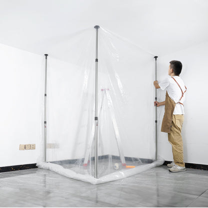 Dust Barrier Poles, 10 Ft Barrier Poles, Dust Barrier System with 4 Telescoping Poles, Magnetic Zipper, Carry Bag and 32.8x13.12 Ft Plastic Film, for Interior Decoration, Painting - Image 8