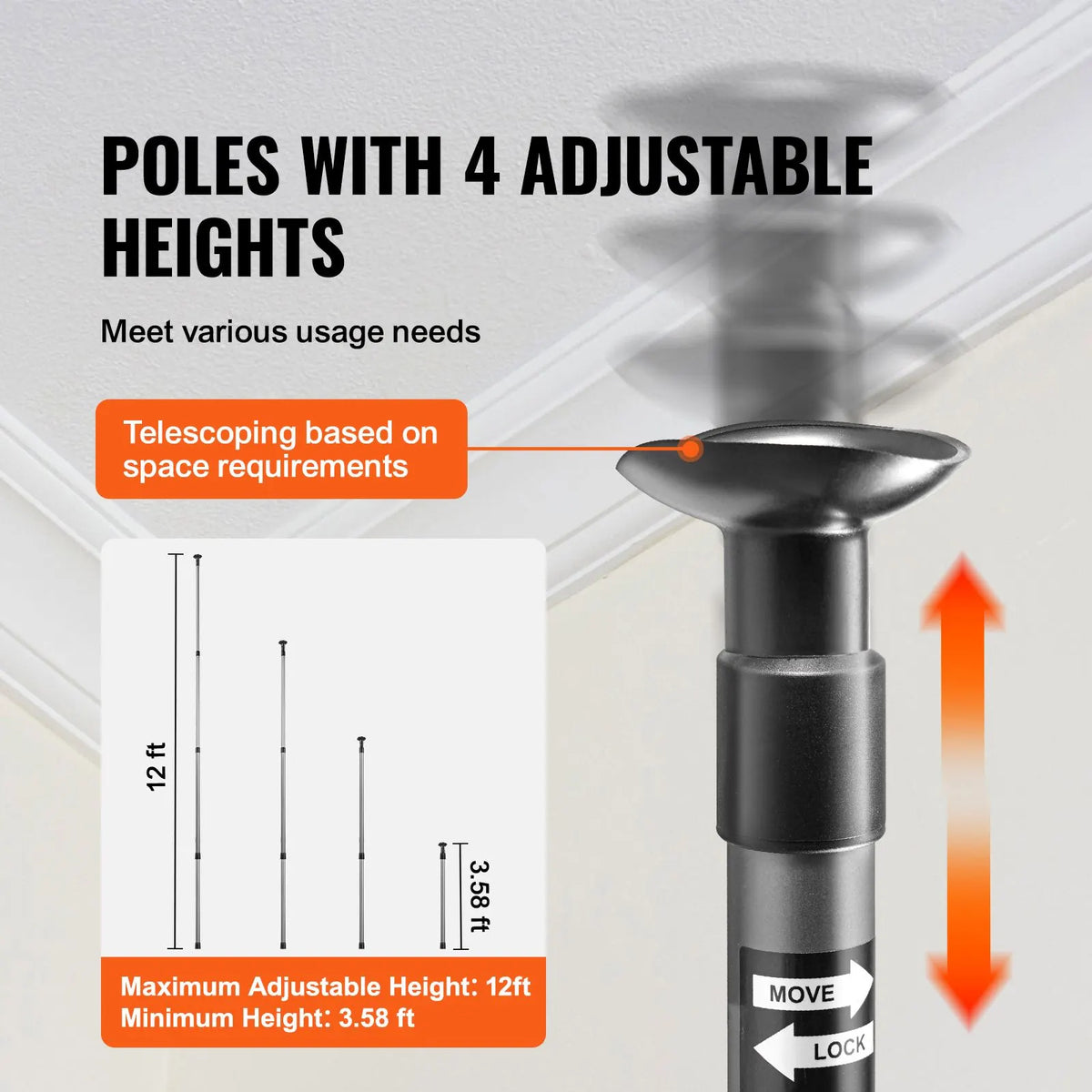 Dust Barrier Poles, 12 Ft Barrier Poles, Dust Barrier System with 4 Telescoping Poles, Magnetic Zipper, Carry Bag and 32.8x13.12 Ft Plastic Film, for Interior Decoration, Painting - Image 5