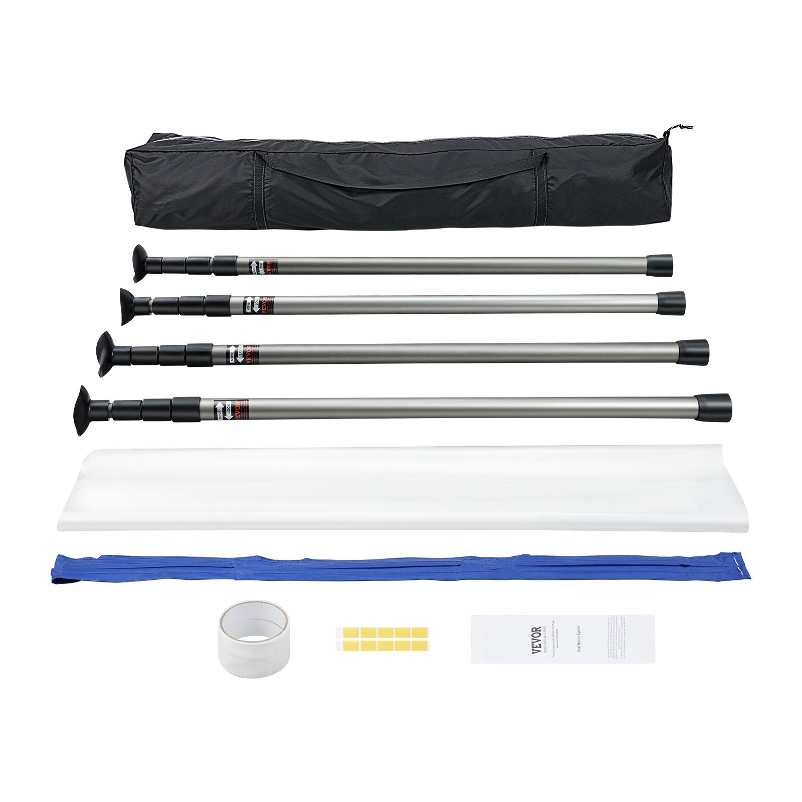 Dust Barrier Poles, 12 Ft Barrier Poles, Dust Barrier System with 4 Telescoping Poles, Magnetic Zipper, Carry Bag and 32.8x13.12 Ft Plastic Film, for Interior Decoration, Painting - Image 9