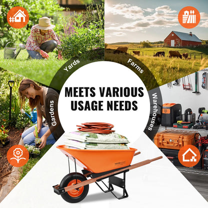 Wheelbarrow Cart One Wheel 6 Cu Ft Garden Dump Cart 330 lbs Utility Cart - Image 6
