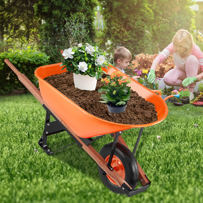 Wheelbarrow Cart One Wheel 6 Cu Ft Garden Dump Cart 330 lbs Utility Cart - Image 8