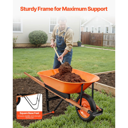Wheelbarrow Cart One Wheel Garden Dump Cart 330 lbs Yard Utility Cart - Image 4