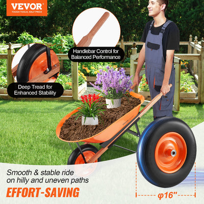 Wheelbarrow Cart One Wheel Garden Dump Cart 330 lbs Yard Utility Cart - Image 2