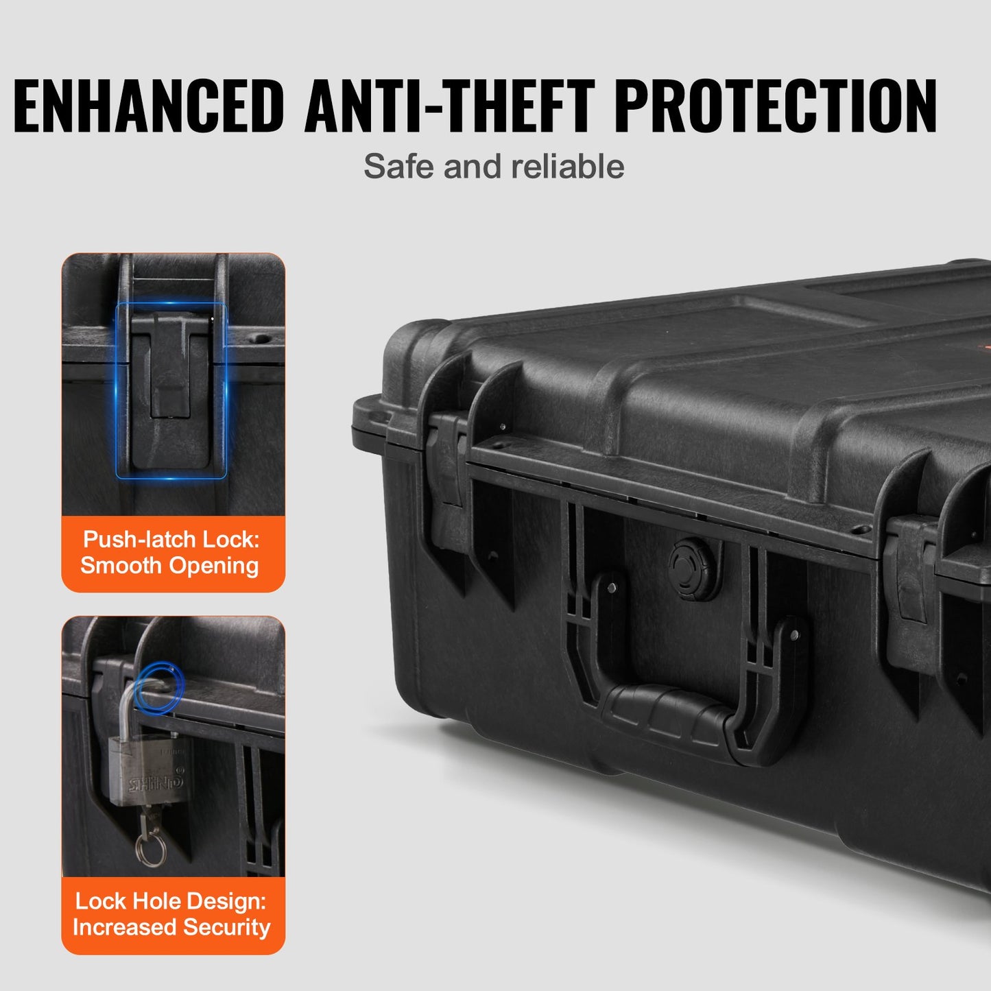 Weatherproof Hard Case, Heavy Duty Protective Dry Box Case with Pre-cut Foam, and Retractable Pull Handles for Travel, Hunting, Military, Tactical, IP67 Waterproof Case for Cameras (56.1x37x26) - Image 5