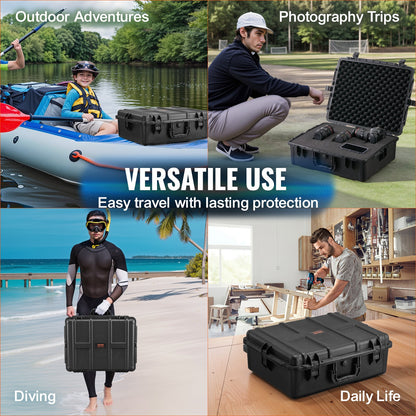Weatherproof Hard Case, Heavy Duty Protective Dry Box Case with Pre-cut Foam, and Retractable Pull Handles for Travel, Hunting, Military, Tactical, IP67 Waterproof Case for Cameras (56.1x37x26) - Image 6