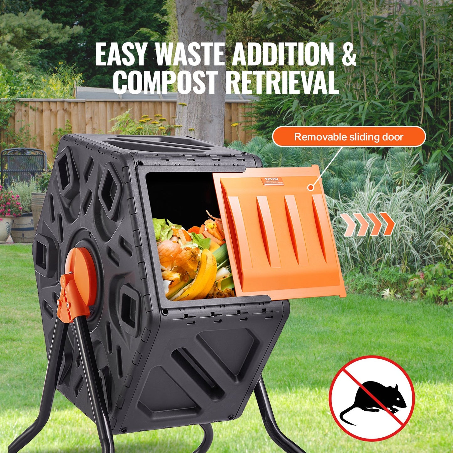 Compost Bin 18.5 Gal Composter Tumbler Rotating Outdoor with Sliding Door - Image 3