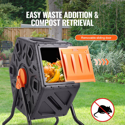 Compost Bin 18.5 Gal Composter Tumbler Rotating Outdoor with Sliding Door - Image 3