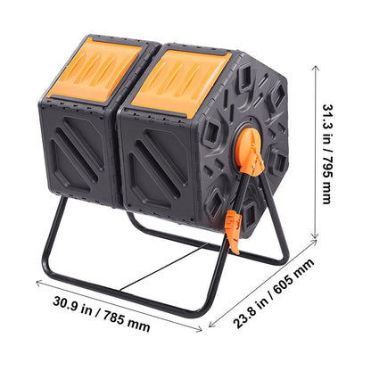Compost Bin 37 Gal Dual-Chamber Composter Tumbler Rotating Sliding Doors - Image 8