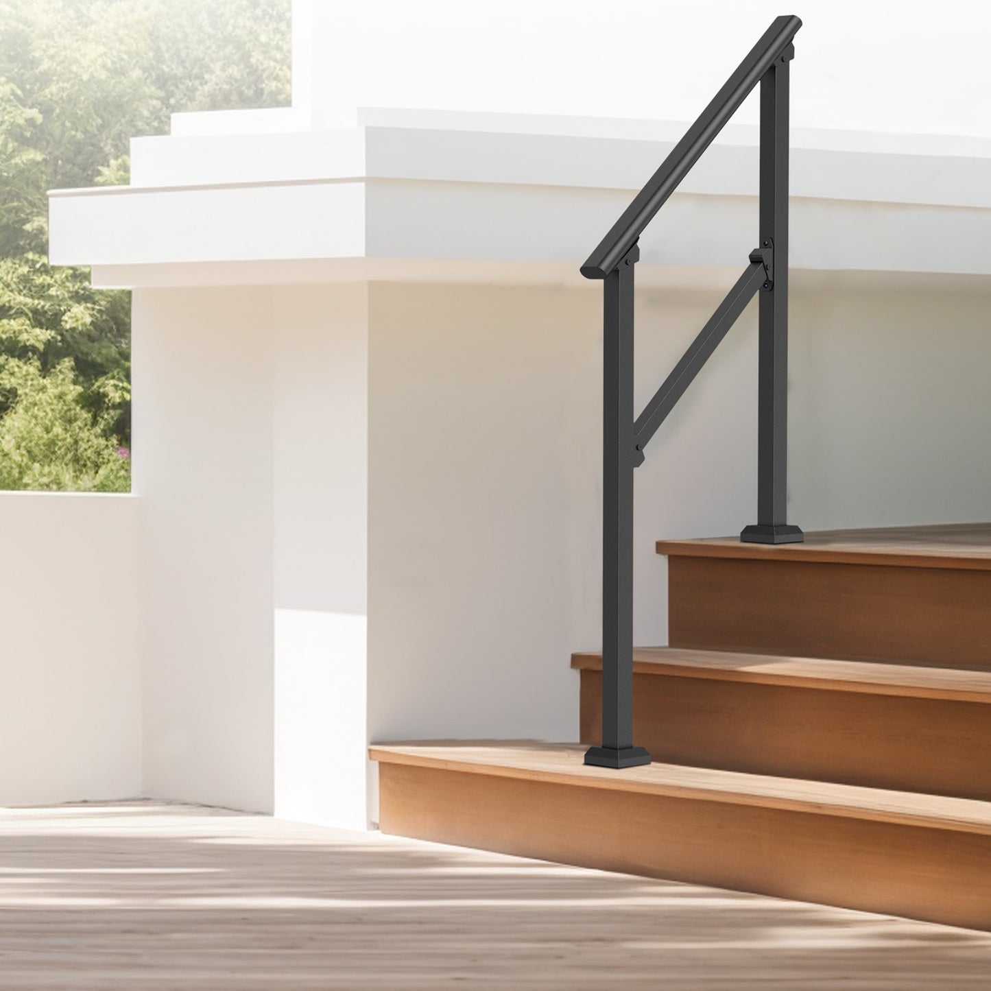 2 PCS 2-3 Handrails for Outdoor for Seniors Porch Deck Black Square Tube - Image 8