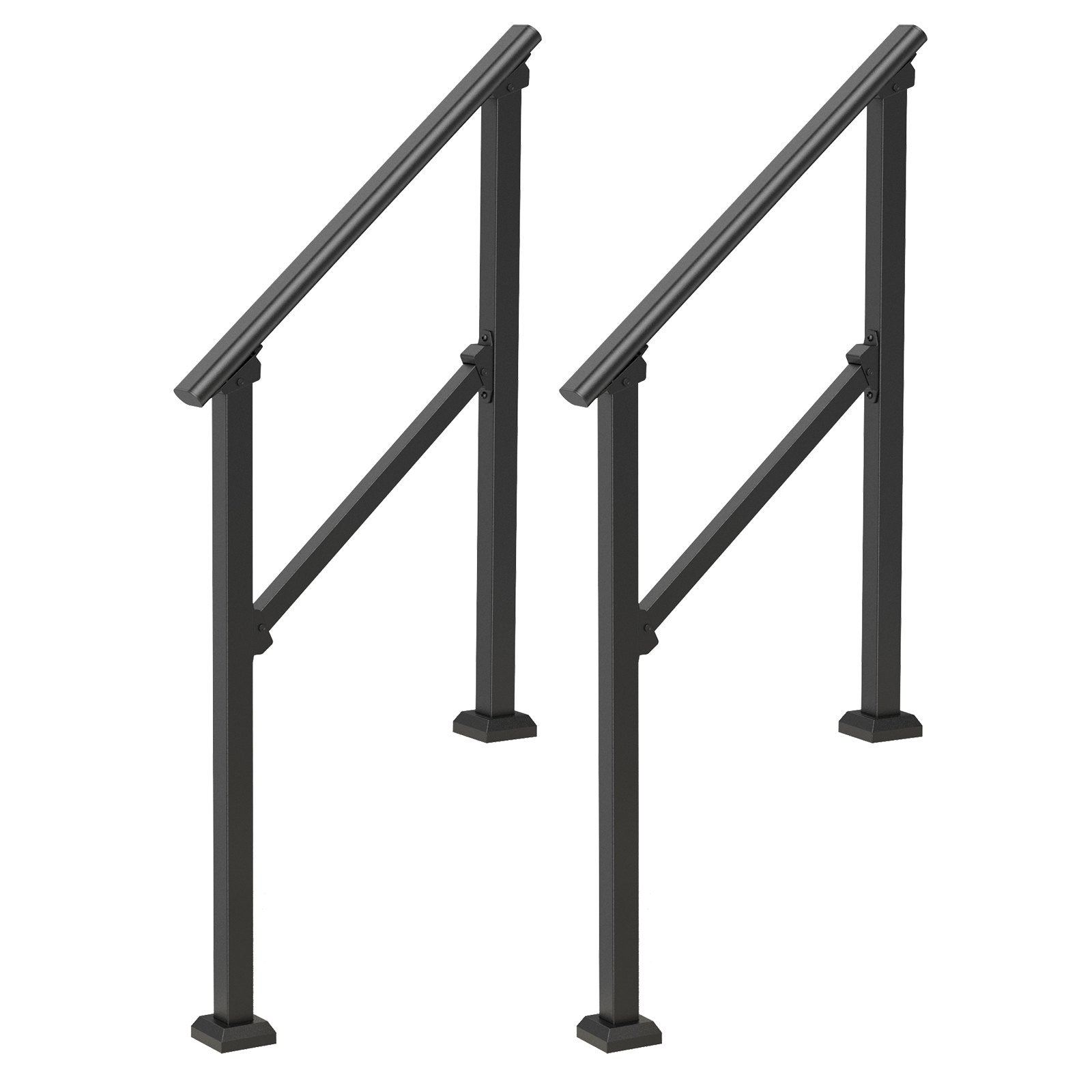 2 PCS 2-3 Handrails for Outdoor for Seniors Porch Deck Black Square Tube - Image 9