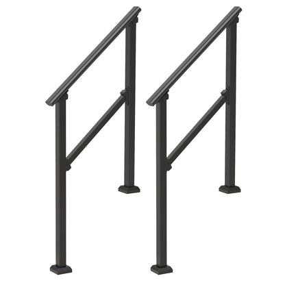 2 PCS 2-3 Handrails for Outdoor for Seniors Porch Deck Black Square Tube - Image 9