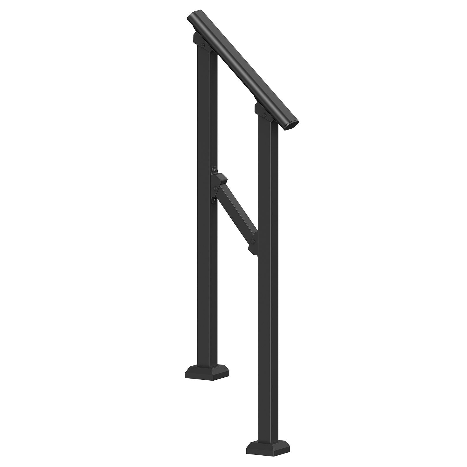 Handrails for Outdoor Steps, 1-2 Step Stair Hand Rail Kit, Transitional Carbon Steel Railings with Installation Kit, Stair Rails for Seniors, Concrete Steps & Porch & Deck, Black Square Tube - Image 9