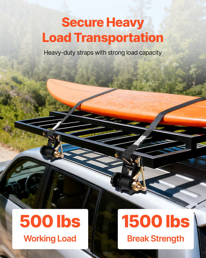 Ladder Rack Ratchet Straps, Black Square Tube Mount, 38 mm Wide x 2.25 m Long Black Ladder Rack Straps with Double J-Hooks, 226.8 kg Load Heavy Duty, Cargo Buckle Lock Strap (4 Pack) - Image 2