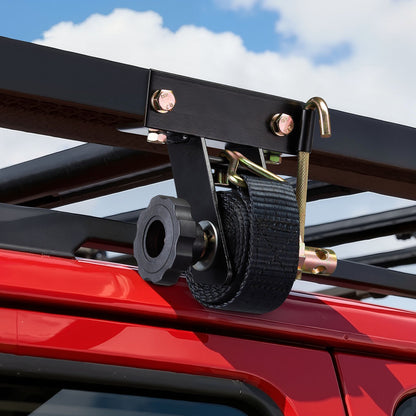 Ladder Rack Ratchet Straps, Black Square Tube Mount, 38 mm Wide x 2.25 m Long Black Ladder Rack Straps with Double J-Hooks, 226.8 kg Load Heavy Duty, Cargo Buckle Lock Strap (4 Pack) - Image 8