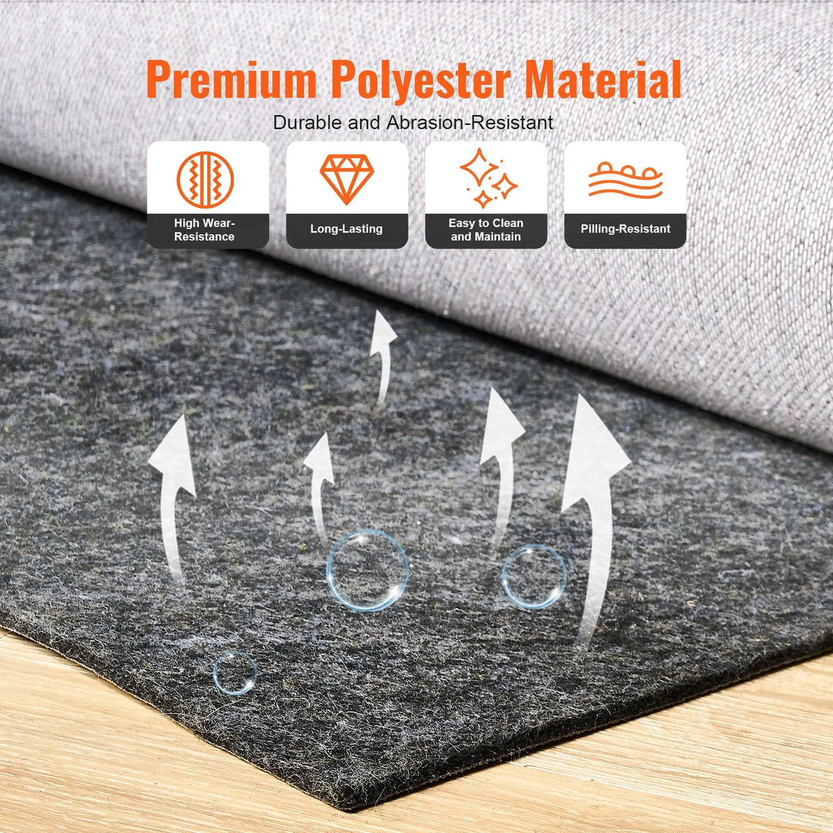 Non Slip Rug Pad Gripper 9' x 12' Carpet Mat 0.24" Thick for All Floor - Image 4