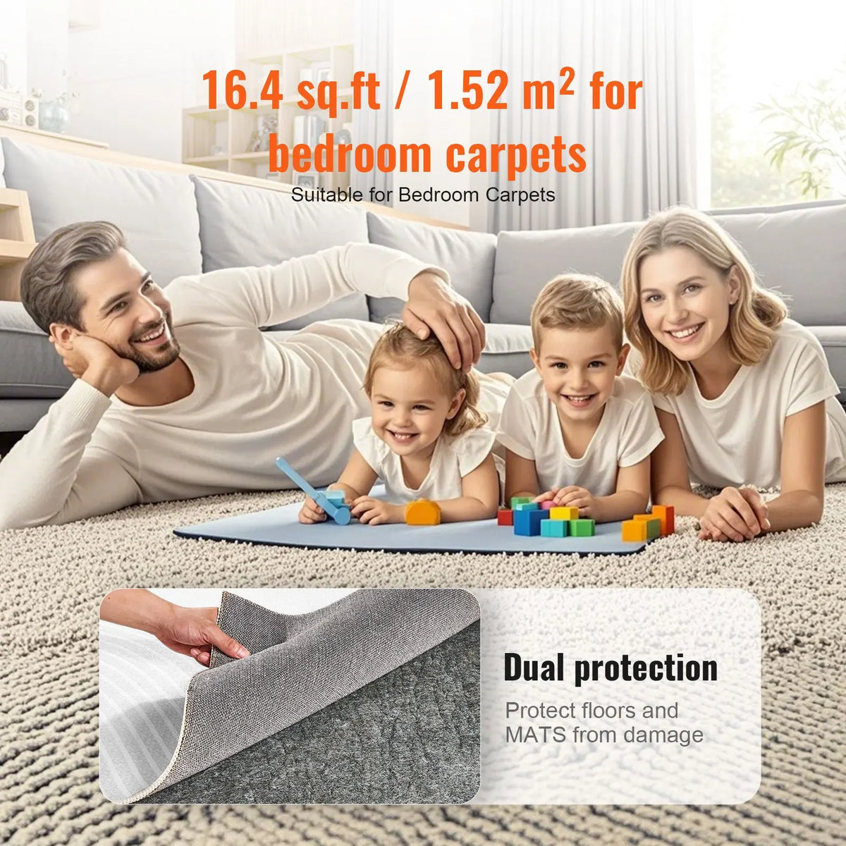 Non Slip Rug Pad Gripper 9' x 12' Carpet Mat 0.24" Thick for All Floor - Image 6