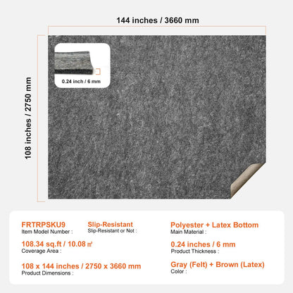 Non Slip Rug Pad Gripper 9' x 12' Carpet Mat 0.24" Thick for All Floor - Image 7
