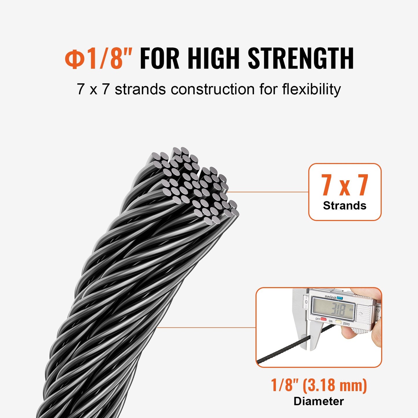 T316 Stainless Steel Cable 3.18mm 7x7 Steel Wire Rope 152.4m Cable Railing - Image 3