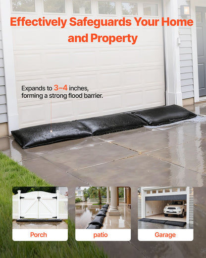 Flood Barrier, 6 Pack, 830 x 430 mm Flood Bags Activated by Water, Reusable Water Absorbent Barrier, Sandless Sandbags Blockage, Flooding Prevention Bags for Home, Doorways, Basement, Garage - Image 2