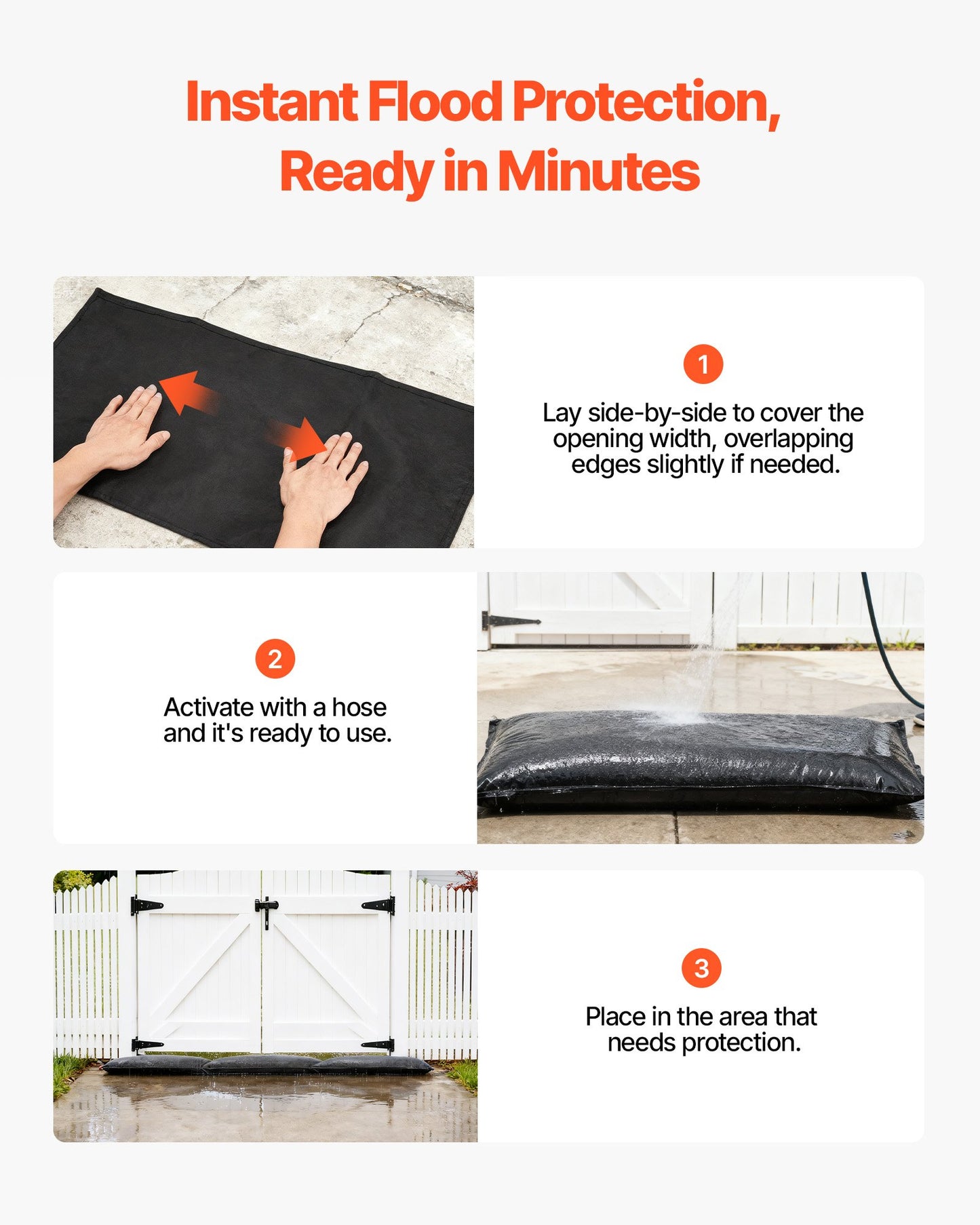 Flood Barrier, 6 Pack, 830 x 430 mm Flood Bags Activated by Water, Reusable Water Absorbent Barrier, Sandless Sandbags Blockage, Flooding Prevention Bags for Home, Doorways, Basement, Garage - Image 4
