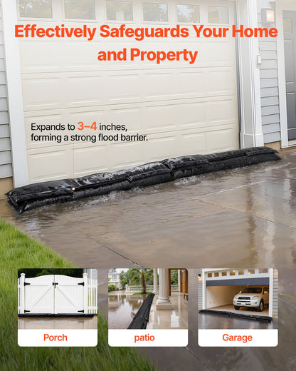 Flood Barrier, 10 Pack, 1530 x 210 mm Flood Bags with Bucket, Reusable Water Absorbent Barrier Activated by Water, Sandless Sandbags Blockage, Flooding Prevention Bags for Basement, Garage, Doorway - Image 2