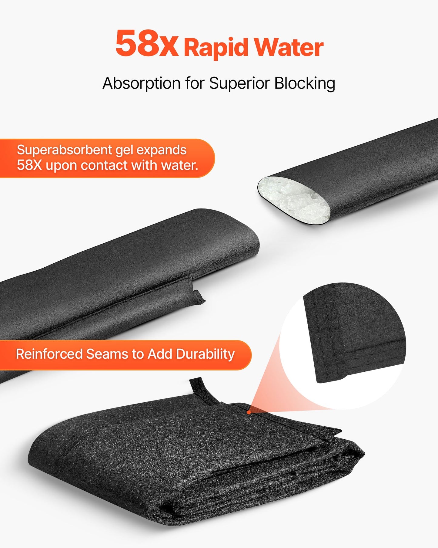 Flood Barrier, 10 Pack, 1530 x 210 mm Flood Bags with Bucket, Reusable Water Absorbent Barrier Activated by Water, Sandless Sandbags Blockage, Flooding Prevention Bags for Basement, Garage, Doorway - Image 3