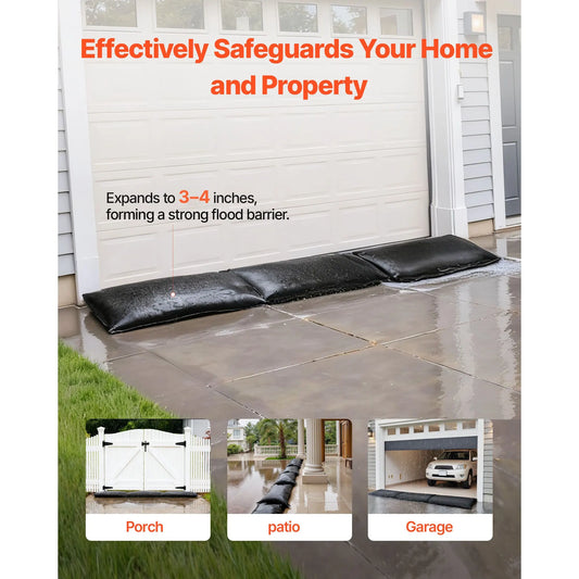 Flood Barrier, 10 Pack, 430 x 830 mm Flood Bags with Bucket, Reusable Water Absorbent Barrier Activated by Water, Sandless Sandbags Blockage, Flooding Prevention Bags for Door, Basement, Garage - Image 2