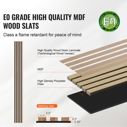Wood Slat Acoustic Panels, 7.9 x 94.5 inch, MDF Accent Wooden Wall Panels for Modern Interior Wall Decor, Faux Wood Wall Board Panels for Noise Reduction, Silver Wood - Image 2